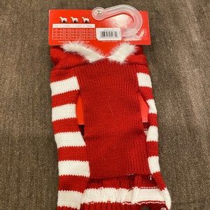 Friends Forever Red And White Striped Hooded‎ Dog Sweater Size Extra Small